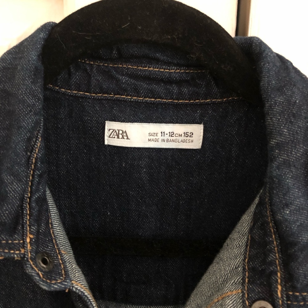 Zara Girls Jacket Dark Blue Denim Long Sleeve Button Trucker - Picture 2 of 4